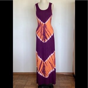NWOT tall tie-dye maxi dress, sleeveless, knit viscose, very long, S